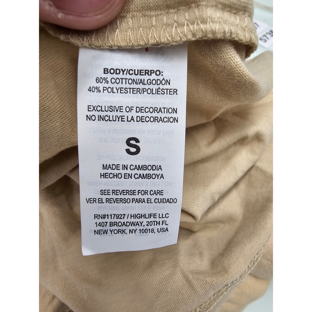 Champion Mens Iconic Small C Tee Tan Cotton Blend Casual Size Small - Picture 5 of 7